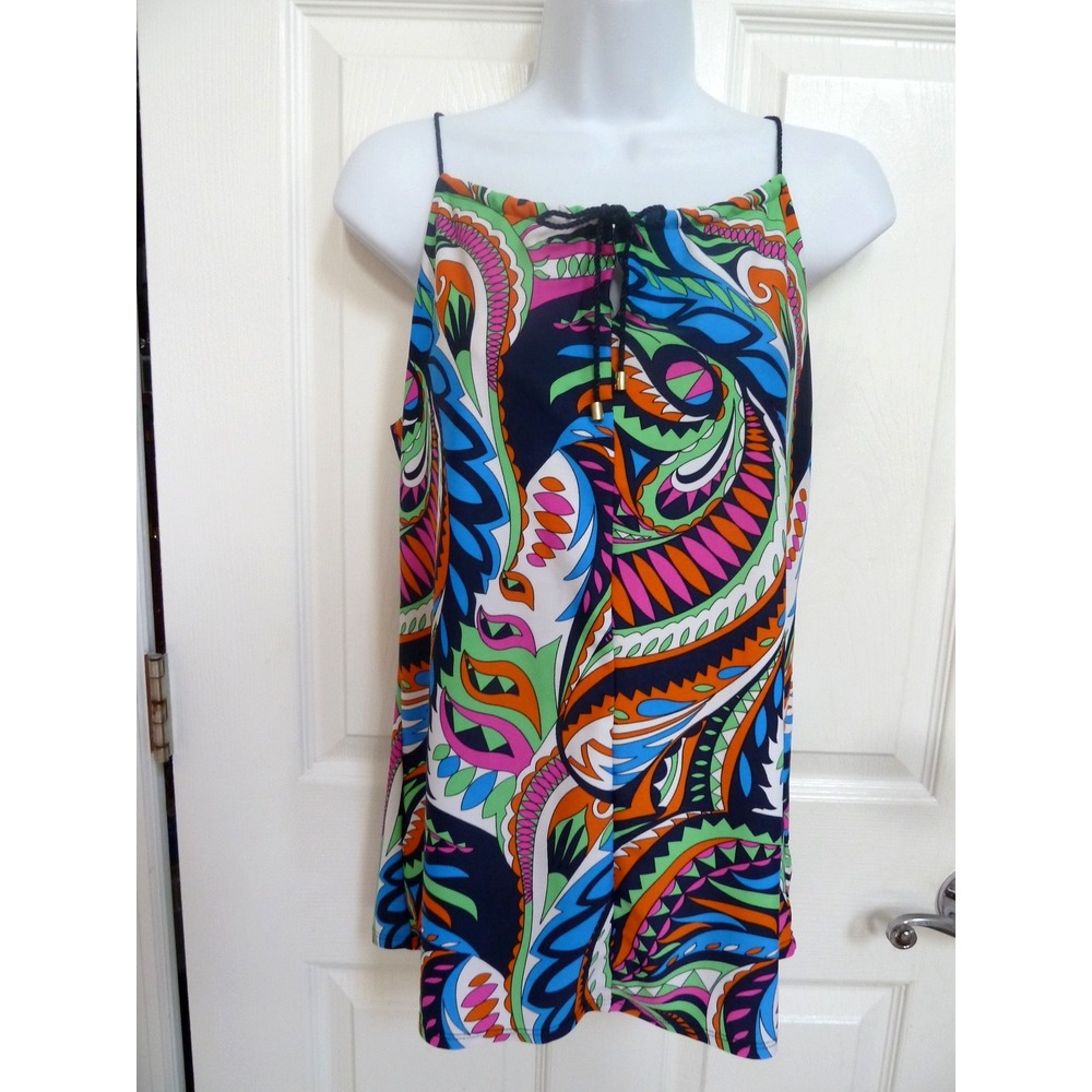 Jude Connally Womens Small Strappy Retro Boho Colorful Abstract Top 301080 NEW